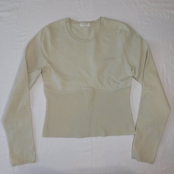 Aritzia Babaton Sculpt Knit Empire Longsleeve | Matte Pearl | Bodycon | EUC | L - Picture 9 of 9